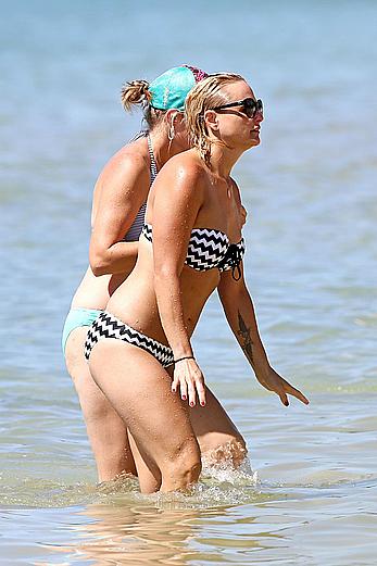 Miranda Lambert in bikini on a beach in Hawaii