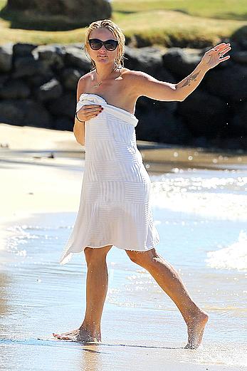 Miranda Lambert in bikini on a beach in Hawaii