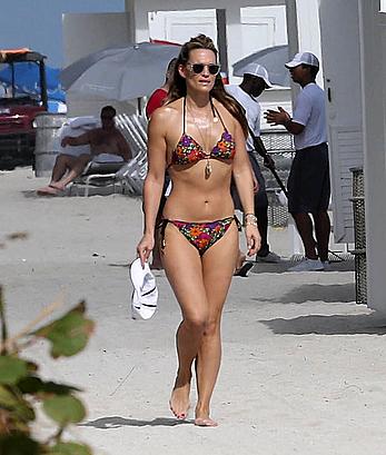 Molly Sims wearing a bikini in Miami