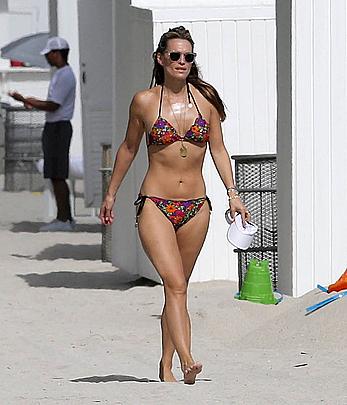 Molly Sims wearing a bikini in Miami