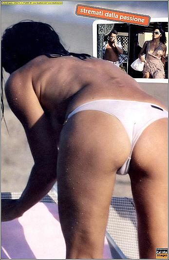 Nadia Bengala topless in white bikini panties