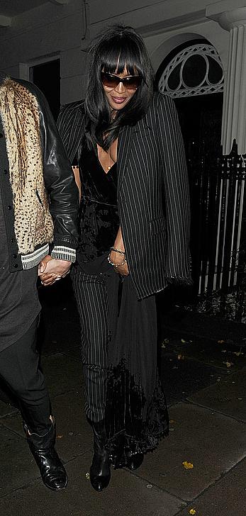 Naomi Campbell nipple slip leaving Madonnas party