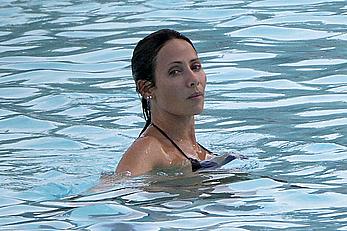 Natalie Imbruglia nipslip wearing a bikini in Sardinia