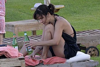 Natalie Imbruglia nipslip wearing a bikini in Sardinia