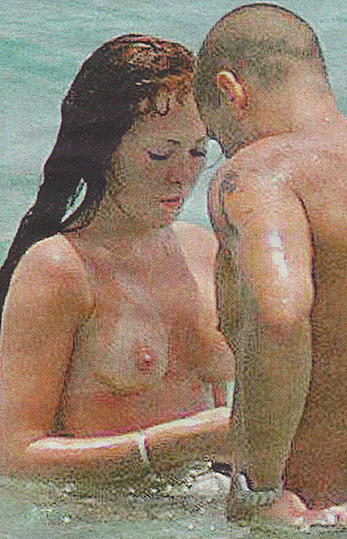 Natasha Hamilton from Atomic Kitten topless on the beach paparazzi shots