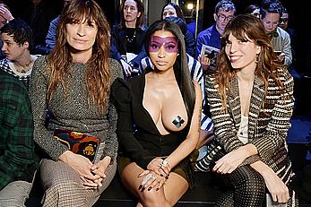 Nicki Minaj nude boob with pastie at Haider Ackermann fashion show