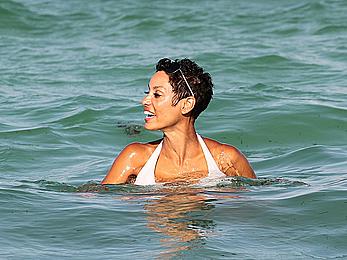 Nicole Murphy enjoying a day on the beach in Miami