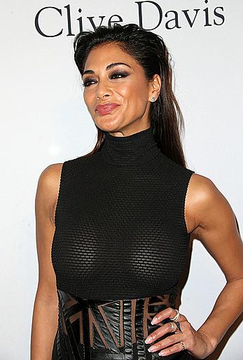 Nicole Scherzinger nude boobs under see through dress Pre-GRAMMY Gala