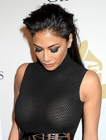 Nicole Scherzinger nude boobs under see through dress Pre-GRAMMY Gala