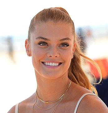 Nina Agdal sexy legs at Sports Illustrated swimsuit summer of swim fan festival