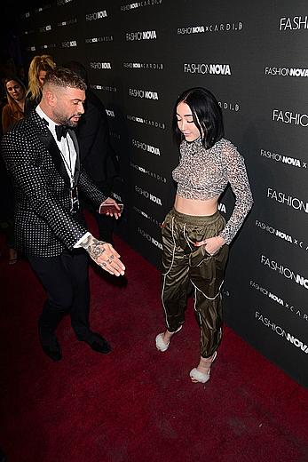 Noah Cyrus braless in see through top at Fashion Nova x Cardi B Collaboration Launch event