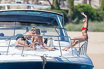 Olivia Culpo topless on a yacht in Cabo San Lucas