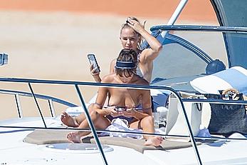 Olivia Culpo topless on a yacht in Cabo San Lucas