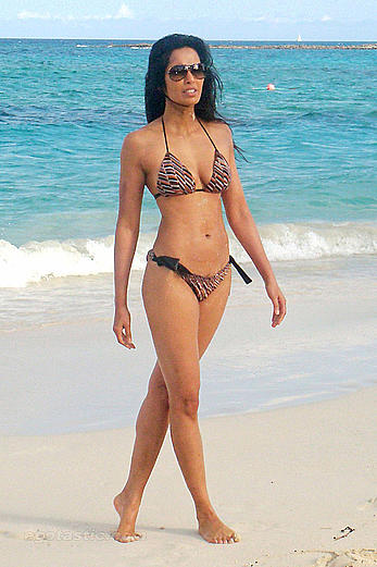 Padma Lakshmi in bikini in Bahamas