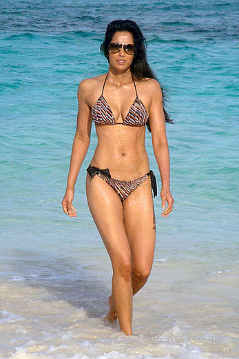 Padma Lakshmi in bikini in Bahamas