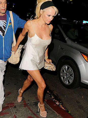 Pamela Anderson nipslip at the Chateau Marmont in West Hollywood