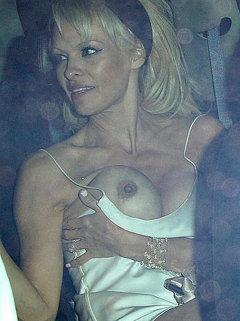 Pamela Anderson nipslip at the Chateau Marmont in West Hollywood