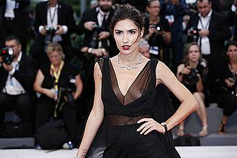 Patricia Manfield flashes her tits under see through dress at the 