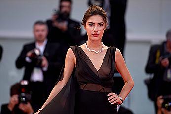 Patricia Manfield flashes her tits under see through dress at the 