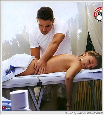 Patrizia Pellegrino topless getting massage