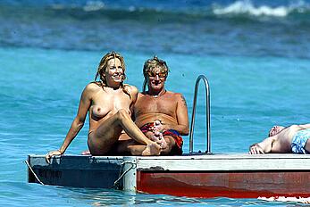 Penny Lancaster topless with Rod Stewart