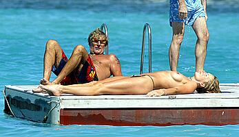 Penny Lancaster topless with Rod Stewart