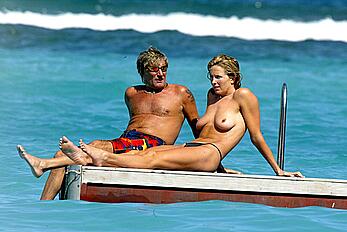 Penny Lancaster topless with Rod Stewart