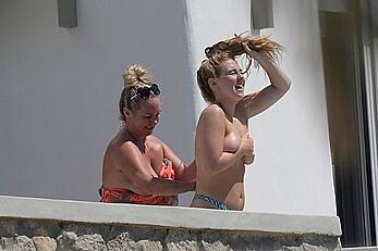 Perrie Edwards and Ellie Hemmings topless in Mykonos