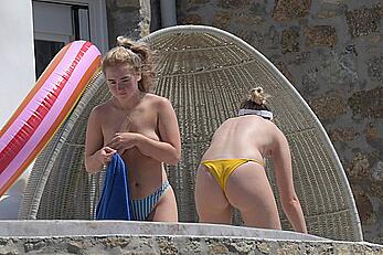 Perrie Edwards and Ellie Hemmings topless in Mykonos