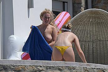 Perrie Edwards and Ellie Hemmings topless in Mykonos