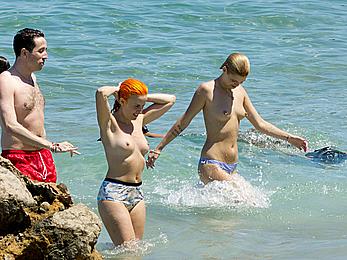 Pixie Geldof caught topless on the Beach in Ibiza