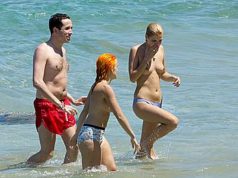 Pixie Geldof caught topless on the Beach in Ibiza