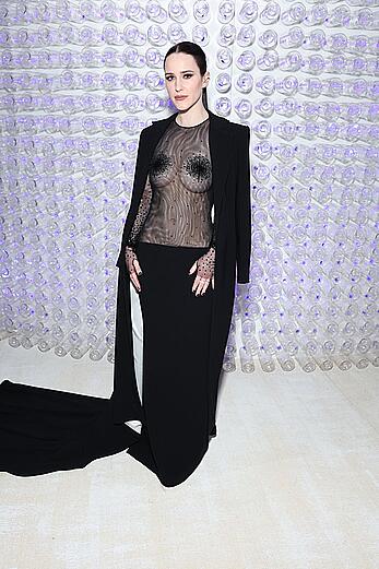 Rachel Brosnahan see throug to boobs at MET Gala celebrating Karl lagerfeld