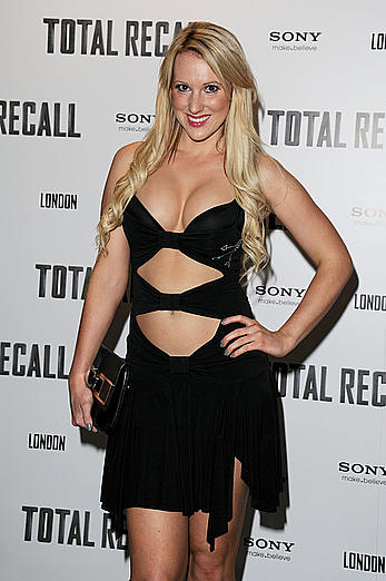 Rebecca Ferdinando cleavage and legs at the Total Recall UK premiere in London