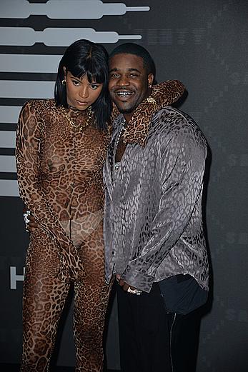 Fashion photographer Renell Medrano in a see through leopard print bodysuit at NY Fashion Week