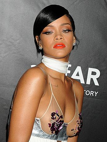 Rihanna covers up her nipples at amfAR LA Inspiration Gala in Hollywood