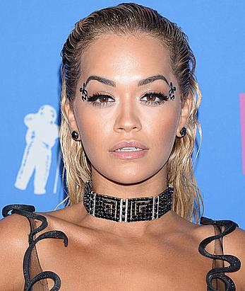 Rita Ora without bra in see through dress at 2018 MTV Video Music Awards