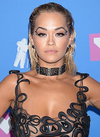 Rita Ora without bra in see through dress at 2018 MTV Video Music Awards