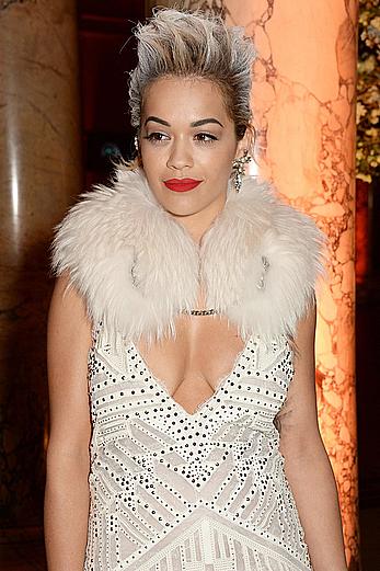 Rita Ora slight cleavage at The Glamour Of Italian Fashion Private Dinner in London