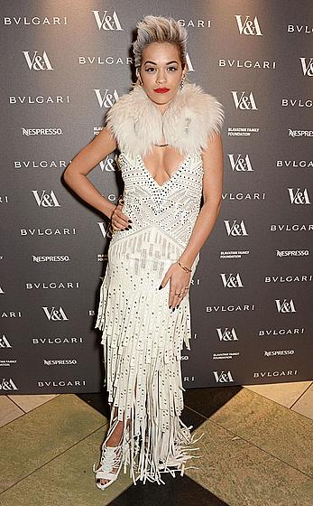 Rita Ora slight cleavage at The Glamour Of Italian Fashion Private Dinner in London