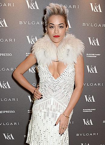 Rita Ora slight cleavage at The Glamour Of Italian Fashion Private Dinner in London