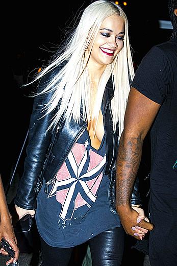 Rita Ora nipslip leaving a Chris Brown concert in Anaheim