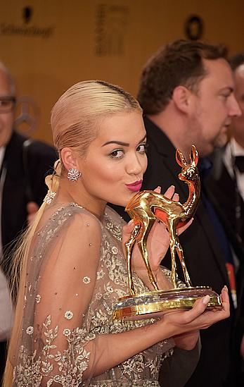 Rita Ora see through to nipples at Bambi Awards