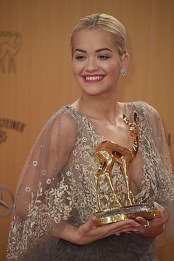 Rita Ora see through to nipples at Bambi Awards