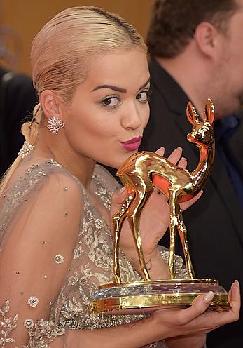 Rita Ora see through to nipples at Bambi Awards