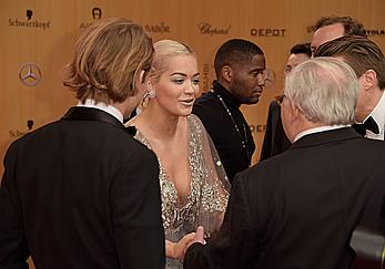 Rita Ora see through to nipples at Bambi Awards