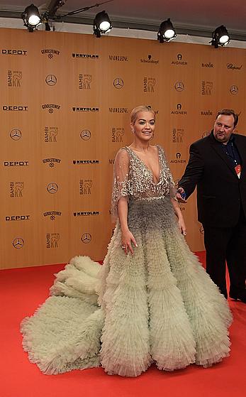 Rita Ora see through to nipples at Bambi Awards