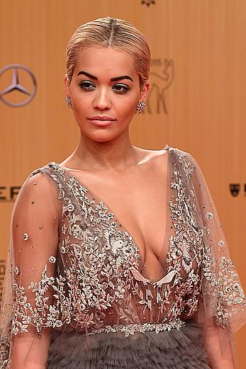 Rita Ora see through to nipples at Bambi Awards