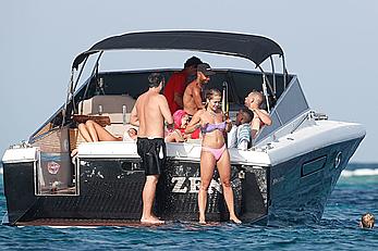 Rita Ora topless on a yacht in Formentera