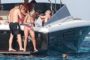 Rita Ora topless on a yacht in Formentera